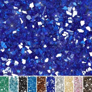 High Luster Fire Glass for Fire Pit Fireplace Landscaping, 1/2-Inch Cobalt Blue Reflective (复制)